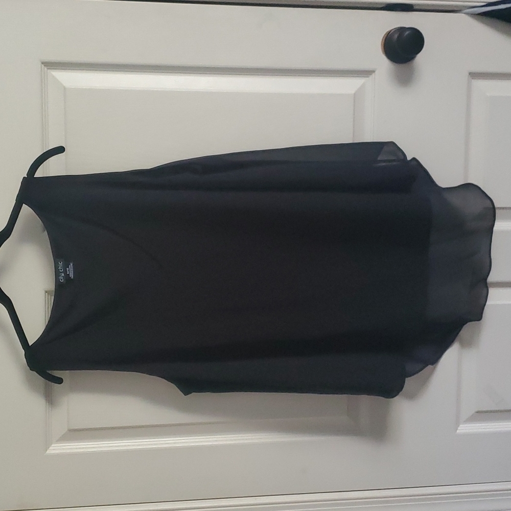 City Chic black chiffon split back shell 18/M